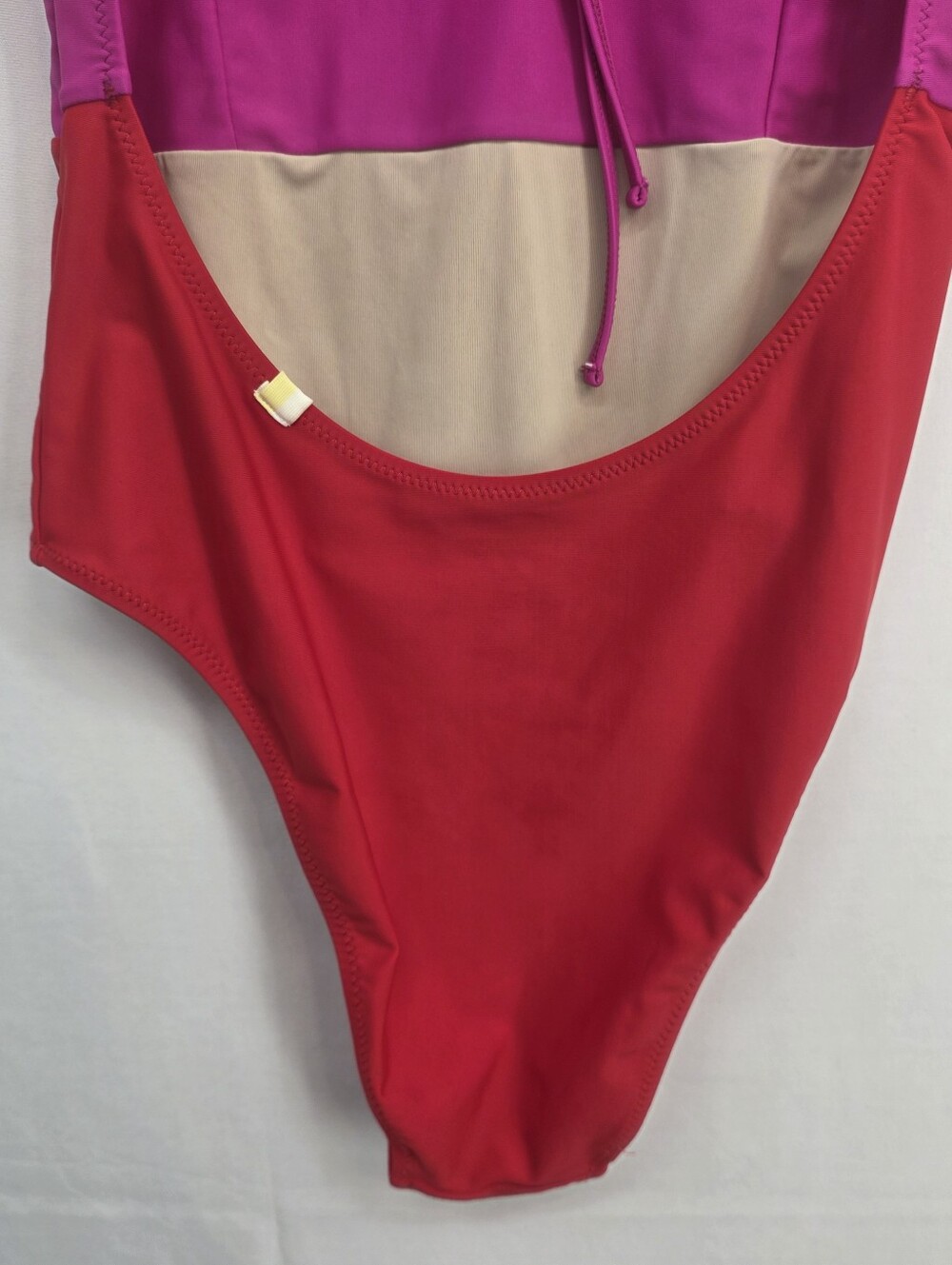 Summersalt Colorblock One Piece Swimsuit Pink Red Keyhole Open Back Tie Sz 4 - Picture 11 of 16